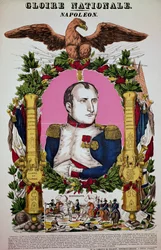 Portret van Napoleon I (1769-1821) ter herdenking van de Slag bij Austerlitz, 2 december 1805, gegraveerd door Jean-Baptiste Thiebault